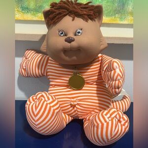 Cabbage Patch Kids Koosas Kitty Cat Doll 15" Orange Stripe Vintage 80s 1983